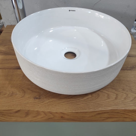 Pyramis Dirki Deasupra Blatului Chiuvetă Porțelan 35.5x35.5x12cm Alb