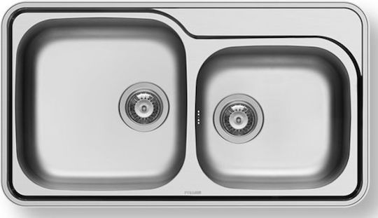 Pyramis Space Mid 2B 108716301 Drop-In Sink Left Inox Satin W86xD48cm Silver