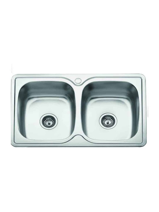 Gloria Feria Minox-201 ΙΙ Ένθετος Νεροχύτης Inox Σατινέ Μ80xΠ50cm Ασημί