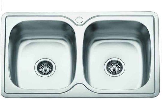 Gloria Feria Minox-201 ΙΙ Ένθετος Νεροχύτης Inox Σατινέ Μ80xΠ50cm Ασημί