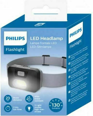 Philips Stirnlampe LED Wasserdicht IPX4 mit maximaler Helligkeit 130lm