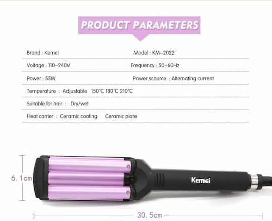 Kemei KM-2022 Pink Hair Curling Iron 45W KM-2022