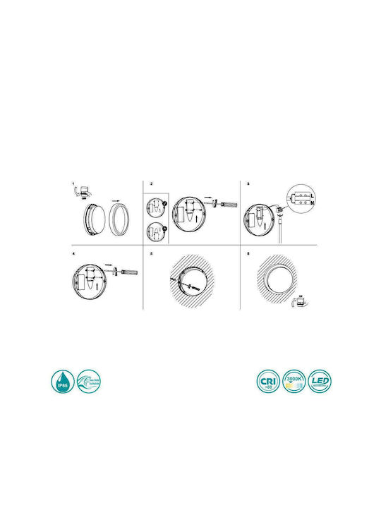 Faro Barcelona Wall-Mounted Outdoor Ceiling Light LED IP65 11W with Warm White Light