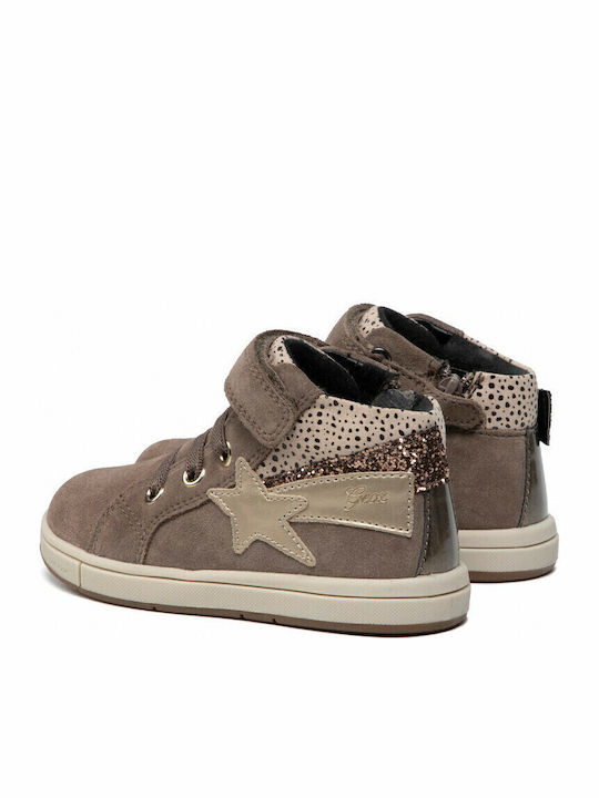 TROTTOLA Kids Sneakers High Anatomic with Scratch Beige