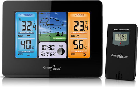 Green Blue GB526 Wireless Digital Weather Station Wall Mounted Black