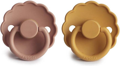 Frigg Pacifiers Rubber Daisy Honey Gold - Rose Gold with Case for 0-6 months 2pcs