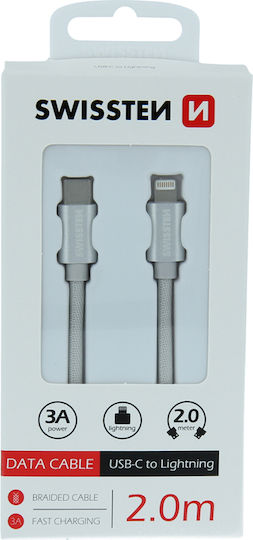Swissten Geflochten USB-C zu Lightning Kabel Silber 2m (71529202)