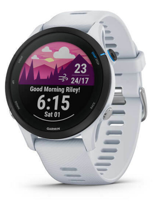 Garmin Forerunner 255 Music 46mm Waterproof Smartwatch with Heart Rate Monitor (Whitestone)