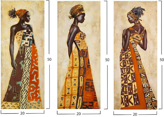 HomeMarkt Africal Style Women Dreifach Gemälde auf Leinwand 50x60cm