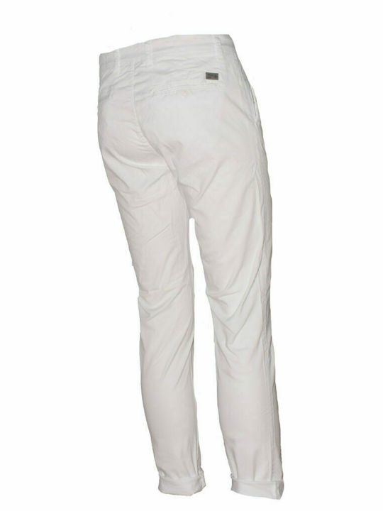 Damaged Jeans Men's Trousers Chino Elastic in Slim Fit White