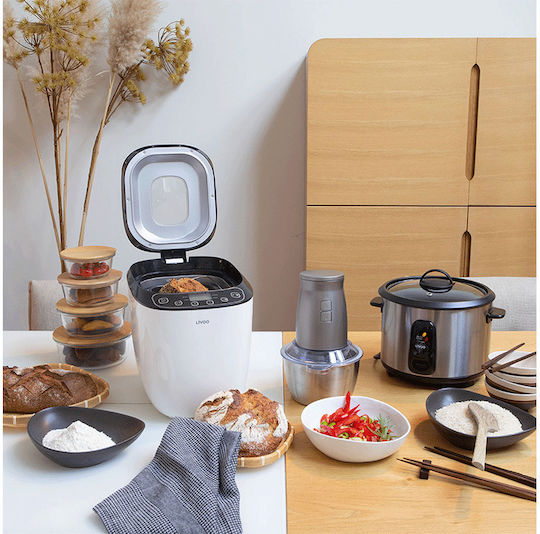 Livoo Bread Maker 550W with Container Capacity 900gr and 12 Baking Programs