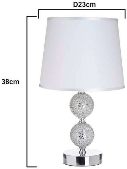 Inart Metallisches Tischlampe für E14 Fassung mit Weißem Hut und Silberner Basis