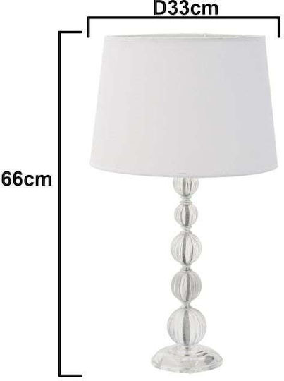 Inart Kristall Tischlampe für Fassung E27 mit Weiß Schirm und Transparent Basis