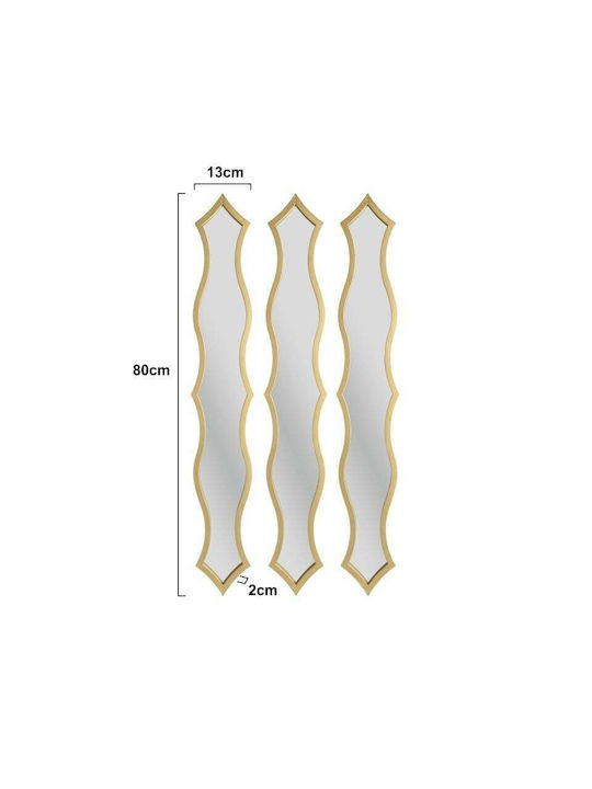 Inart S/3 Wall Mirror with Gold Plastic Frame 80x13cm 3pcs