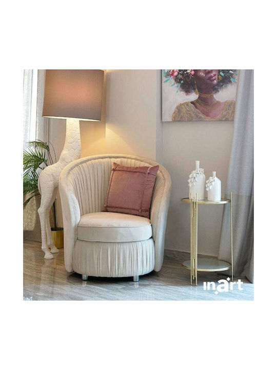 Inart Μαξιλάρι Καναπέ από Βελούδο Ροζ 45x45εκ.