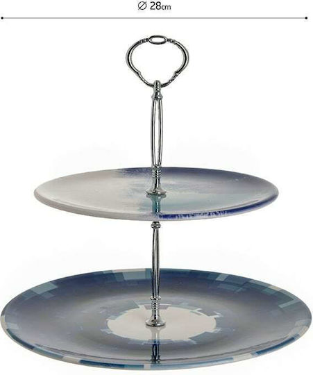 Inart Κεραμική Εταζέρα 2 Ορόφων Μπλε Ø27xY30cm 2τμχ Inart Κεραμική Εταζέρα 2 Ορόφων Μπλε Ø27xY30cm 2τμχ