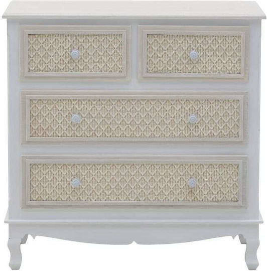 Chest of Drawers of Solid Wood with 4 Drawers Natural Beige - Mint 80x40x80cm