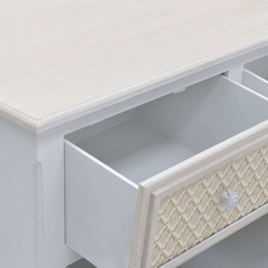Chest of Drawers of Solid Wood with 4 Drawers Natural Beige - Mint 80x40x80cm