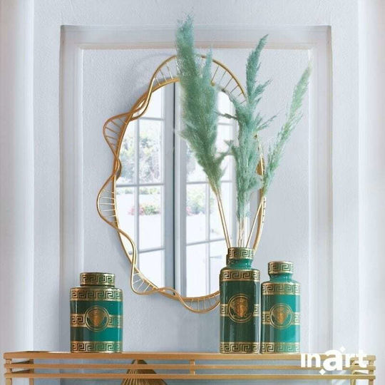 Inart Βάζο Κεραμικό Μαίανδρος Πράσινο-Χρυσό Φ14xΥ30cm Inart Βάζο Κεραμικό Μαίανδρος Πράσινο-Χρυσό Φ14xΥ30cm