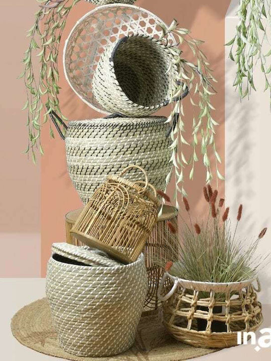 Inart NATURAL Decorative Basket Bamboo Natural 46x46x15cm