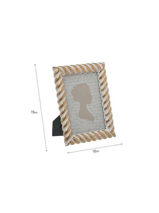 Inart Inart Bilderrahmen aus Polyresin mit Goldenem Rahmen Gold-Weiß