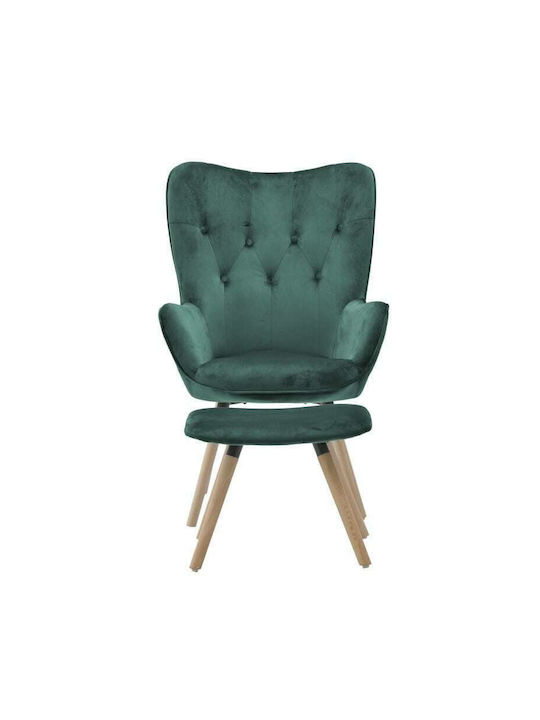 Bergère with Footstool Green 70x68x105cm