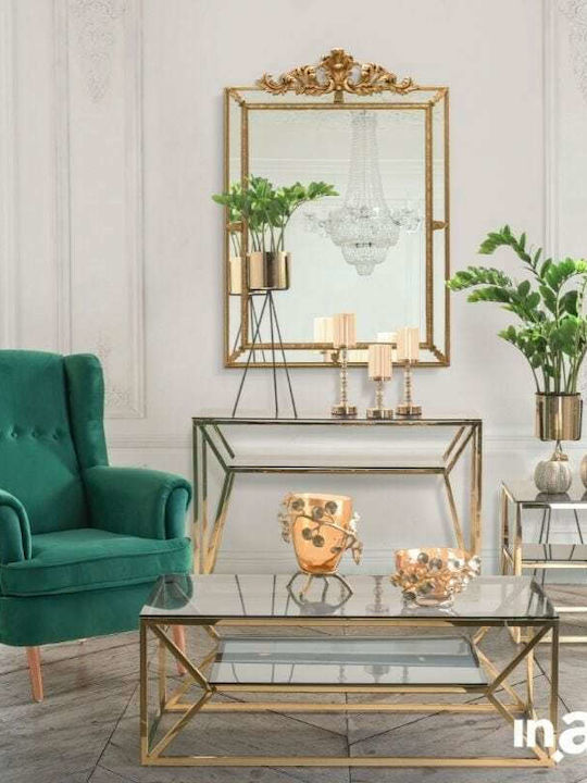 Inart Pflanzentopf Metallisch Gold mit Gestell 19x19x82cm 2Stück