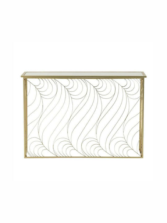 Consolă Metalică cu Suprafață din Sticlă Golden L120xL40xH80buc