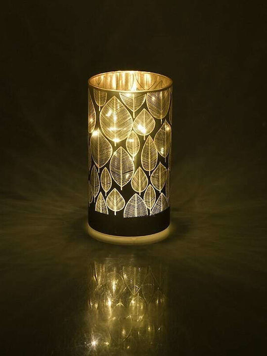 Inart Christmas Glass Gold Battery Lantern 16x9cm