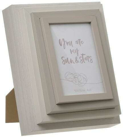 Inart Fotorahmen Beige/Grau Kunststoff