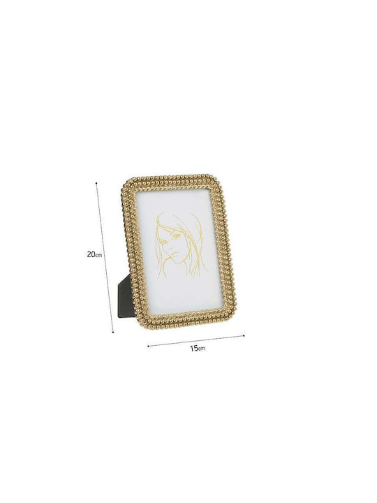 Inart Photo Frame Polyresin 15x20cm Χρυσή 2pcs