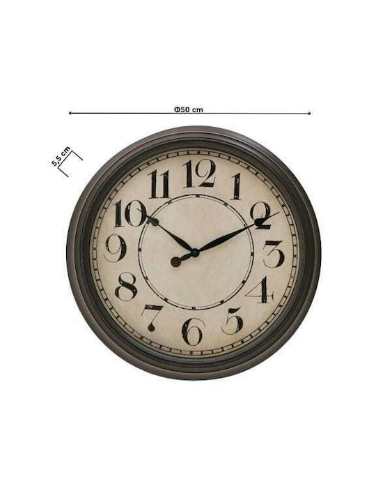 Inart Wall Clock Plastic Ecru/ Black Ø50cm