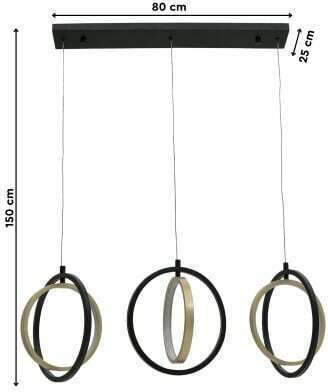 Inart Pendant Light Black 80x25x150cm