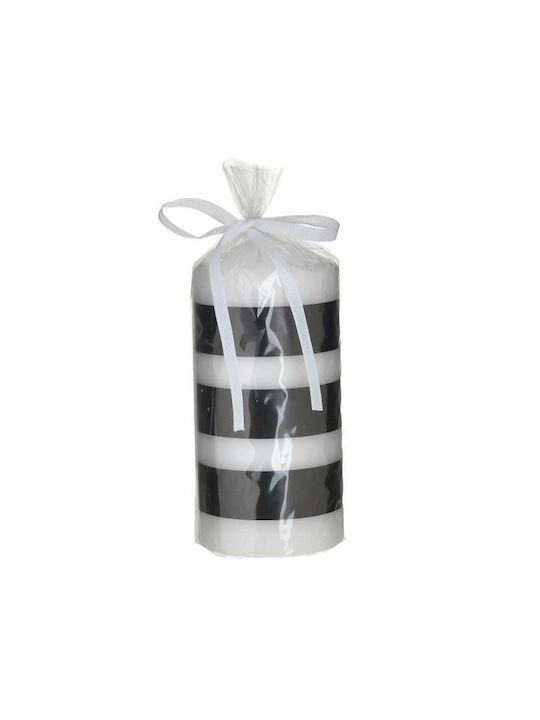 Inart Decorative Candle White/Black 7x15cm 1pcs