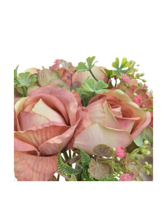 Inart Μπουκέτο από Τεχνητά Φυτά Σκούρο Ροζ 28cm