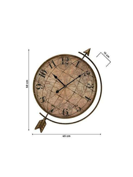 Inart Antique Wall Clock Metallic Gold / Beige Ø45cm