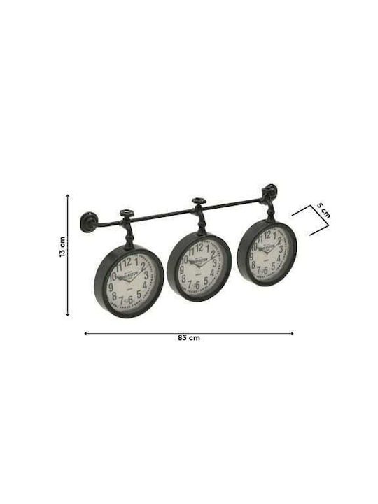 Inart Wall Clock Metallic Black Ø83cm