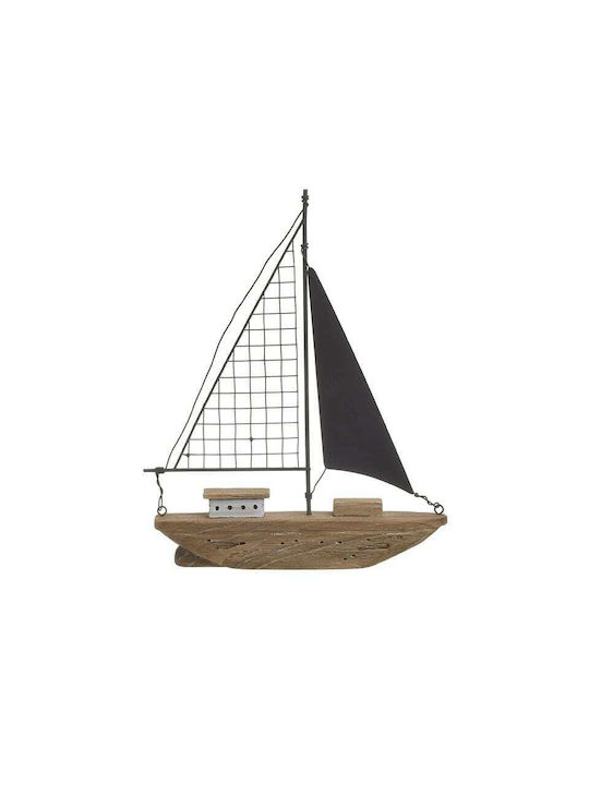 Inart Wooden Miniature Ship Natural/Black 24x5x32cm