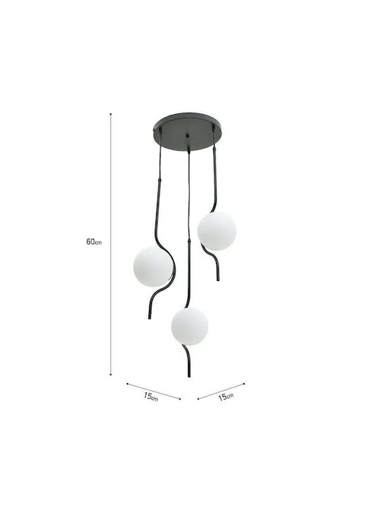 Inart Pendant Light Three-Light Black