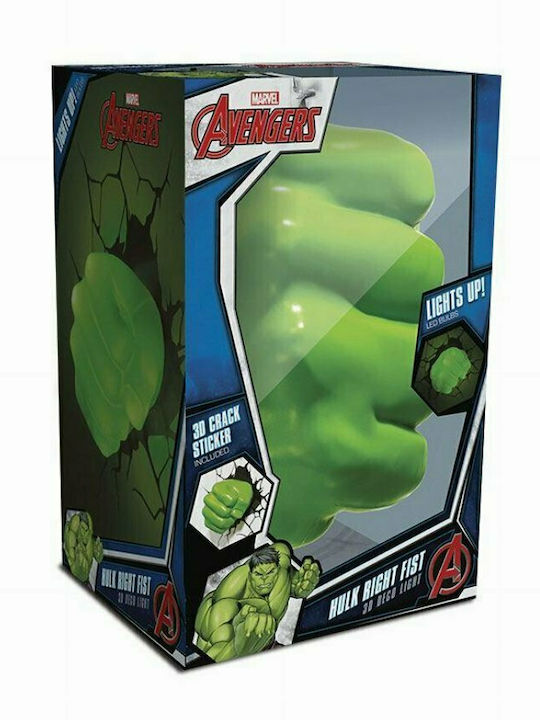 3DLightFX Led Plastic Kids Wall Light Hulk Green