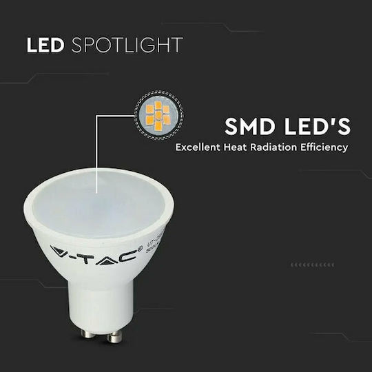 V-TAC Vt-1975 LED Bulb 4.5W 80mm for Socket GU10 and Shape MR16 Cool White 400lm