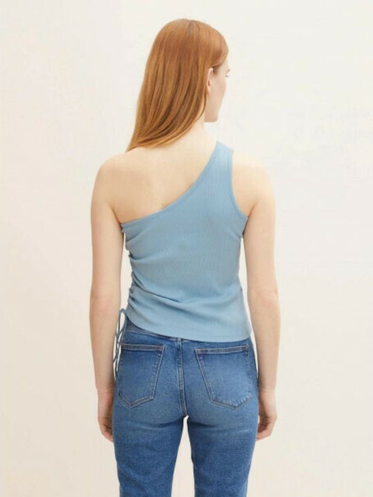 Tom Tailor One Shoulder Γαλάζιο Damen Sommerliche Bluse mit einem Schulter Blau