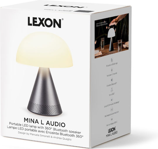 Lexon Mina Metal Lampă de masă LED cu Abajur Alb și Bază Gri