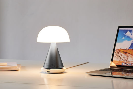 Lexon Mina Metal Lampă de masă LED cu Abajur Alb și Bază Gri