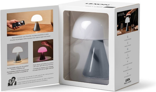 Lexon Mina Metal Lampă de masă LED cu Abajur Alb și Bază Gri