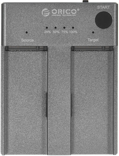 Orico Docking Station for 2 Hard Drives SATA M.2 (2242)" / M.2 (2260)" / M.2 (2280)" with Connection USB-C (M2P2-C3-C-EU-GY-BP)