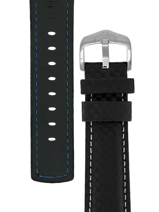 Hirsch Carbon Δερμάτινο Λουράκι Μαύρο 20mm