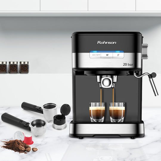 Rohnson Μηχανή Espresso 850W Πίεσης 20bar Μαύρη R-990