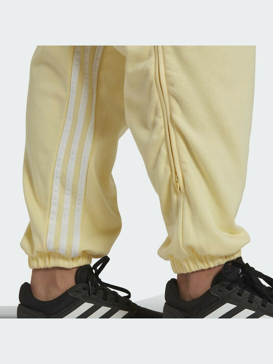 Hyperglam 3-Stripes High Waist Sweatpants Jogger Almost Yellow/White