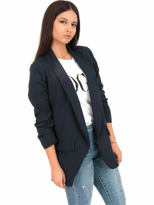 Silia D Lang Damen Mittellang Blazer Marineblau
